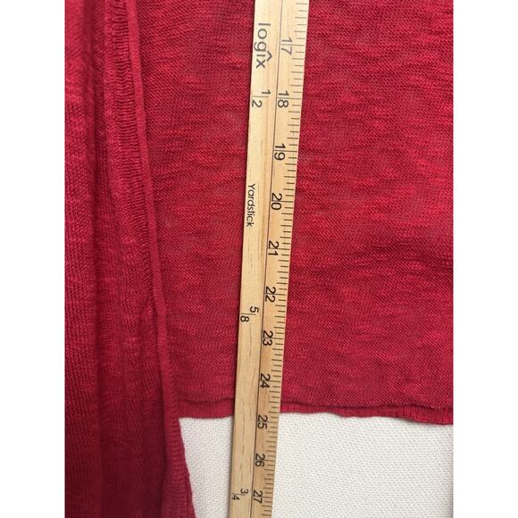 J. Jill Women's Cardigan Open Front Red Linen Cotton Blend S/S Lightweight M - Picture 8 of 11